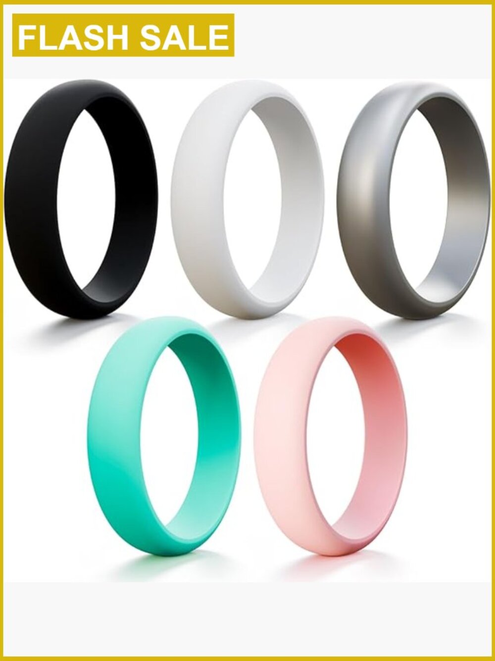 Stackable Silicone Wedding Rings for Women, 5-Pack, Flexible Bands for Workout